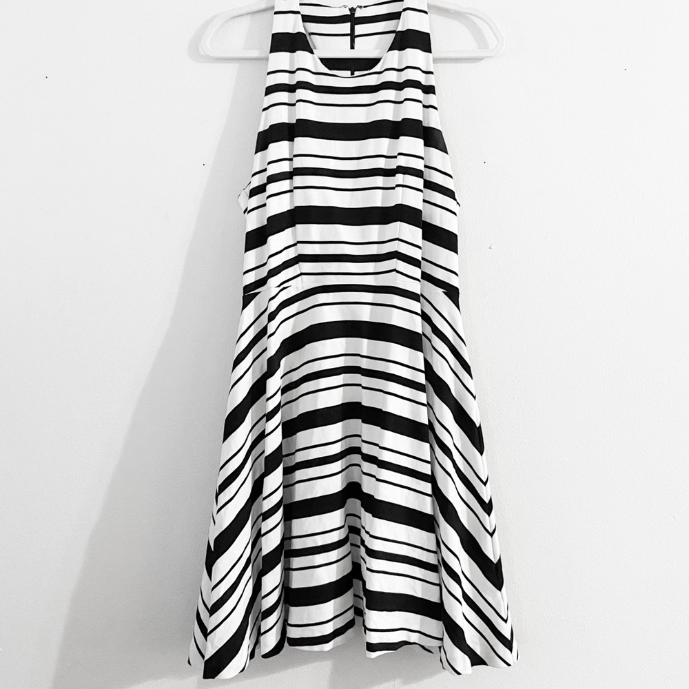Black and White Stripped Halter Express Dress